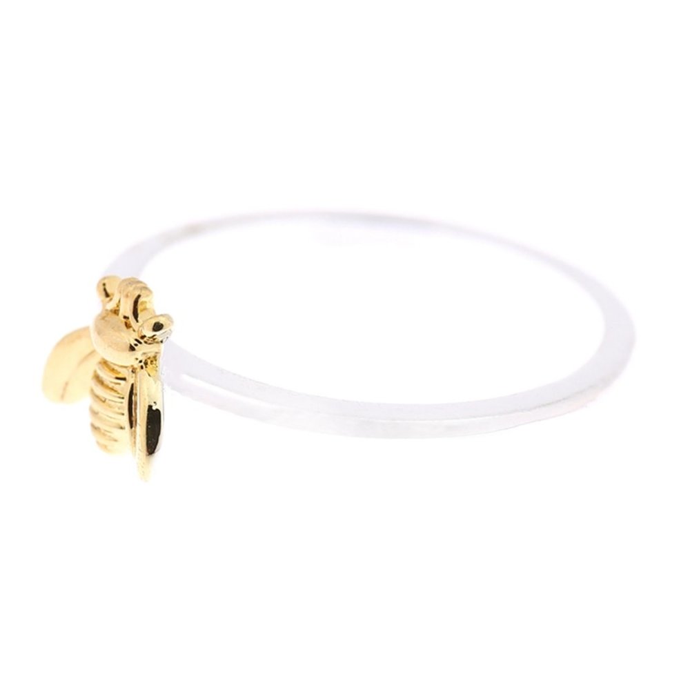 Dainty 18K Gold Honey Bee Insect Honeybee Ring - Picture 4 of 8